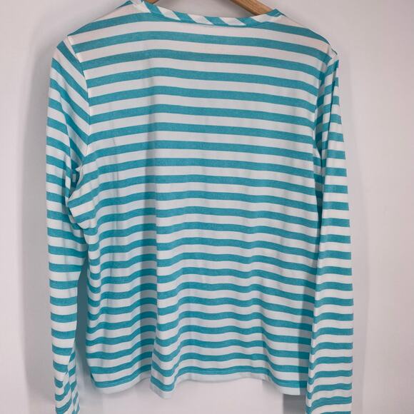 Vineyard Vineyards Performance Top Women’s XL  White & Teal Striped Nautical - Picture 6 of 7
